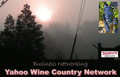 Yahoo Winecountry Network business group. Promote your business at no cost, network with other professionals, business owners, entrepreneurs. Network marketing, business networking, free classifieds, free blogs, home based business opportunities, mlm, residual income, internet opportunities, part time job, Sergio Musetti at ,SergioMusetti.com, 